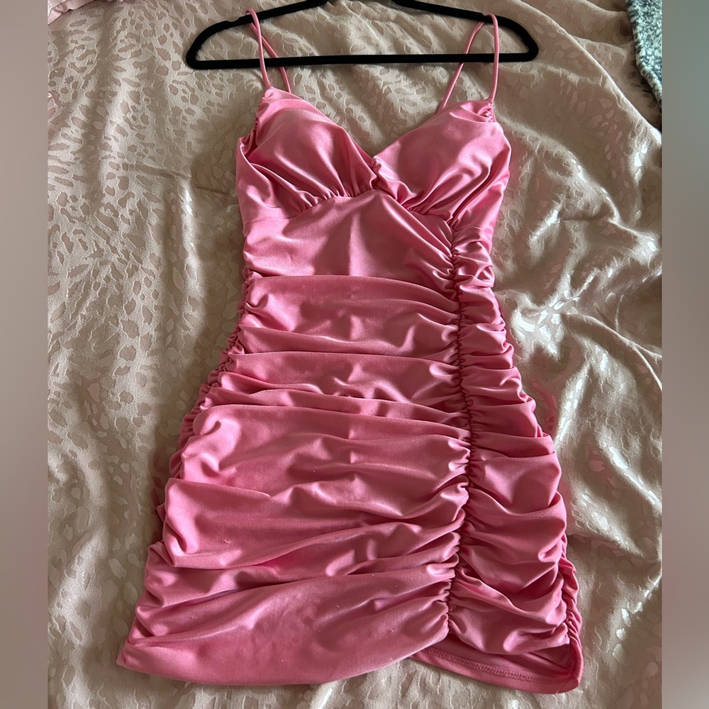 Mini Hot Pink ruffle form-fitting club dress